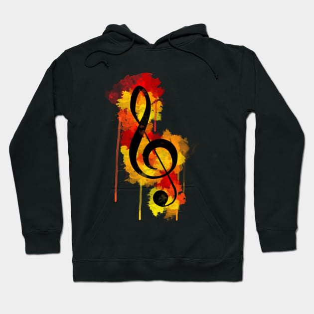 Watercolor Treble Clef Hoodie by SingeDesigns